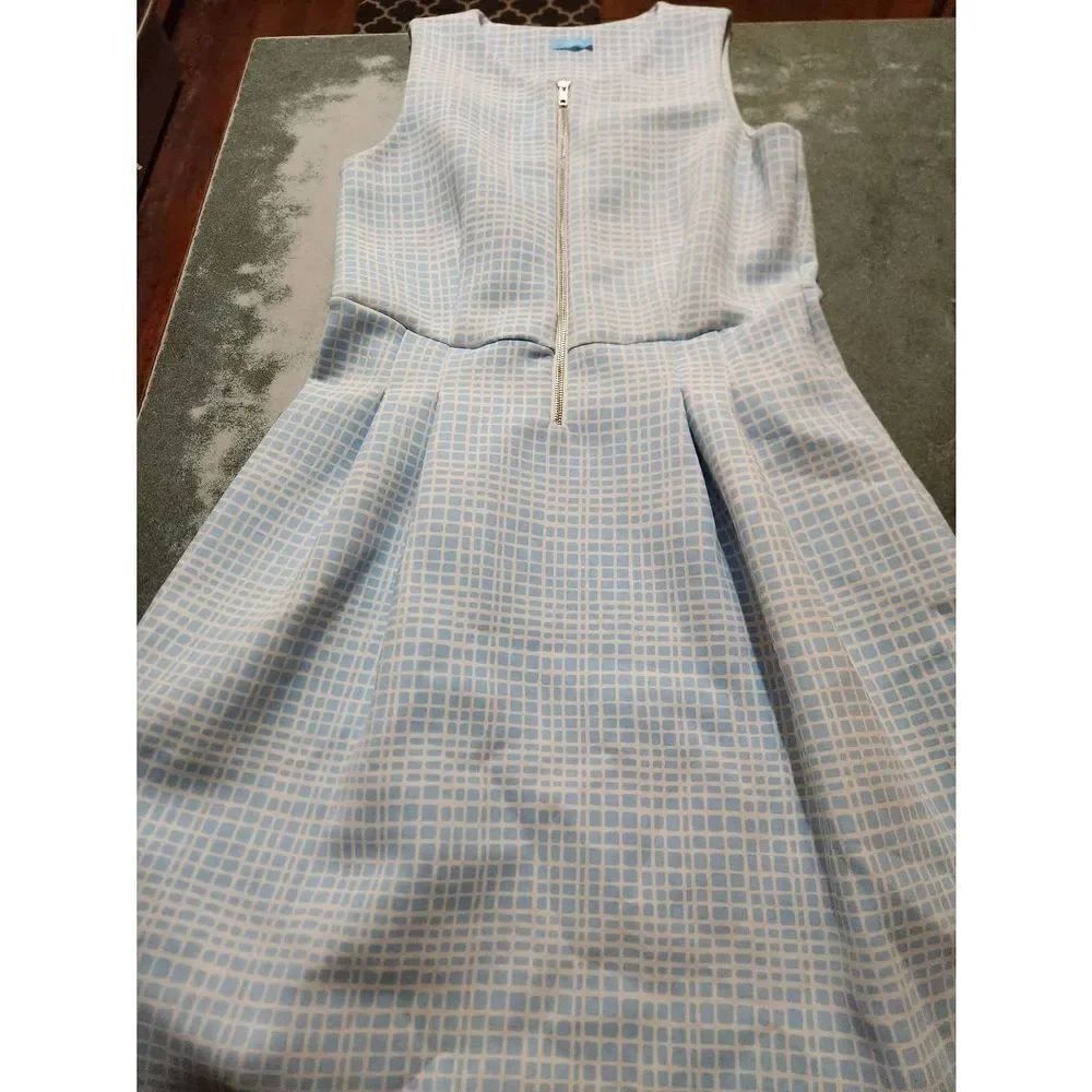 J McLaughlin Geo Check Plaid Scuba A-Line Dress sz Large